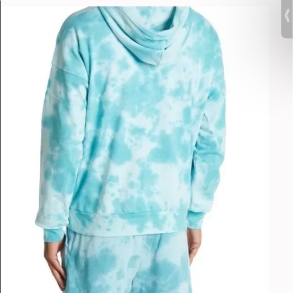 TIE-DYE Drawstring Pullover Hoodie Blue Turquoise Size L - Picture 2 of 12